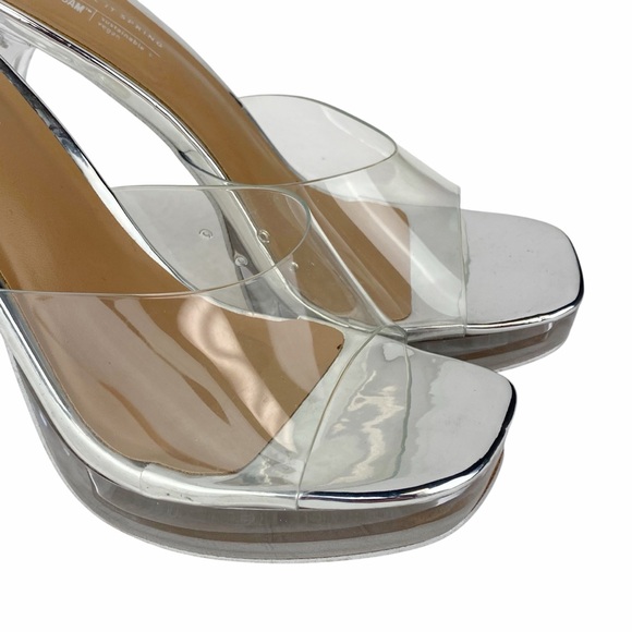 Clear Heels Silver Peep Toe Sandals Call It Spring Prom Shoes Size 8.5 - Picture 2 of 12